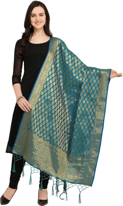 Kimisha Silk Blend, Pure Silk Woven Blue Women Dupatta