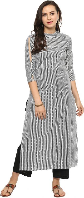 Idalia Striped Cotton Blend Straight Kurta for Women
