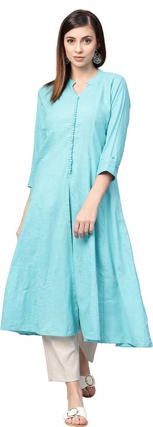 Idalia Solid Cotton Blend Anarkali Kurta for Women