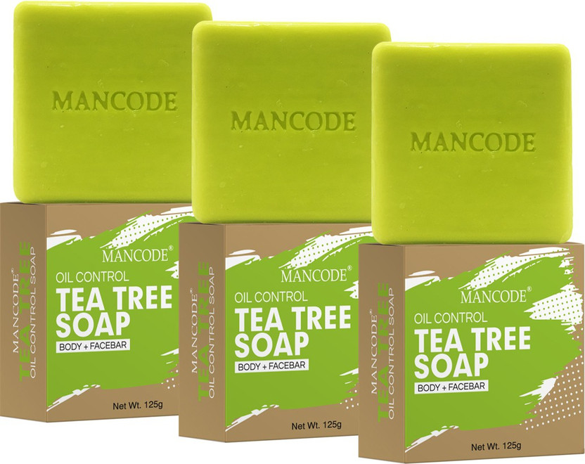 MANCODE Oil Control Tea Tree soap, 125gm each, PACK OF 3