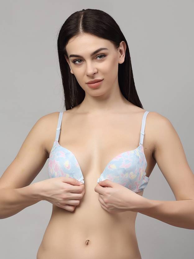 Women Push-up Heavily Padded Bra  (Light Blue)