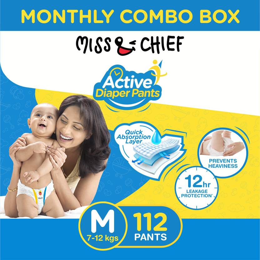 Miss & Chief by Flipkart Active Diaper Pants Monthly Combo Box M
