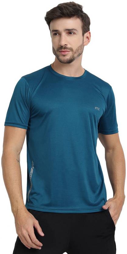 [Sizes S, L, XL] FTX Men Solid Round Neck Polyester Dark Blue T-Shirt