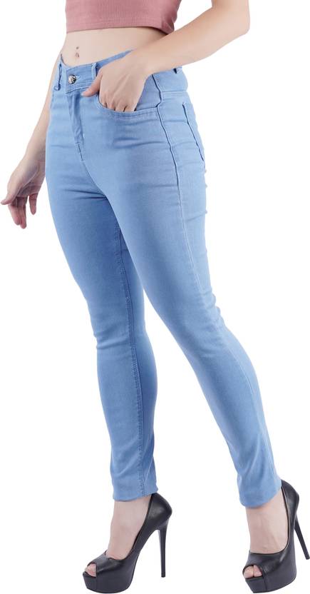 Women Skinny Mid Rise Light Blue Jeans