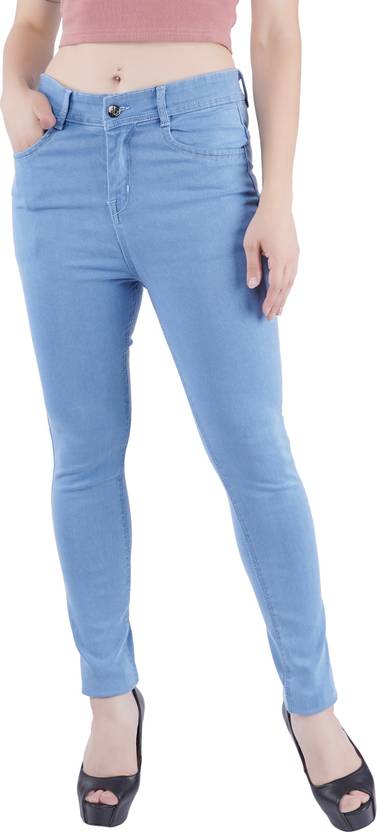 Women Skinny Mid Rise Light Blue Jeans