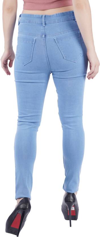 Women Skinny Mid Rise Light Blue Jeans