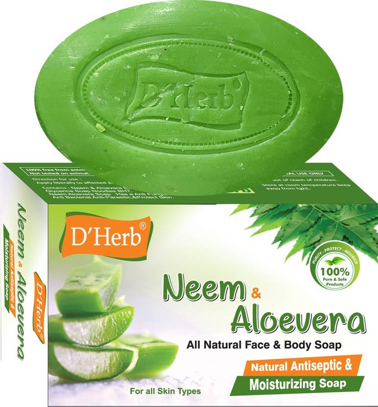 D' Herb 100 Natural Neem & Alovera Soap 75GM/ For All Types of Skin