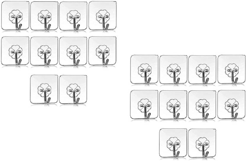 WOO4DONE Self Adhesive Wall Hooks, Heavy Duty Sticky Hooks for Hanging