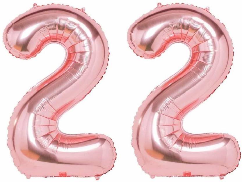 ACOME Solid 16” No.22 Rose Gold Foil Balloon for 22nd Year Birthday Decoration Items for Boys Or Girls / Anniversary Decorations Pack of 2 Balloon