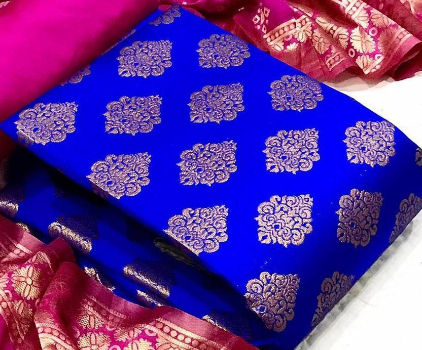 Unstitched Cotton Silk Salwar Suit Material Self Design