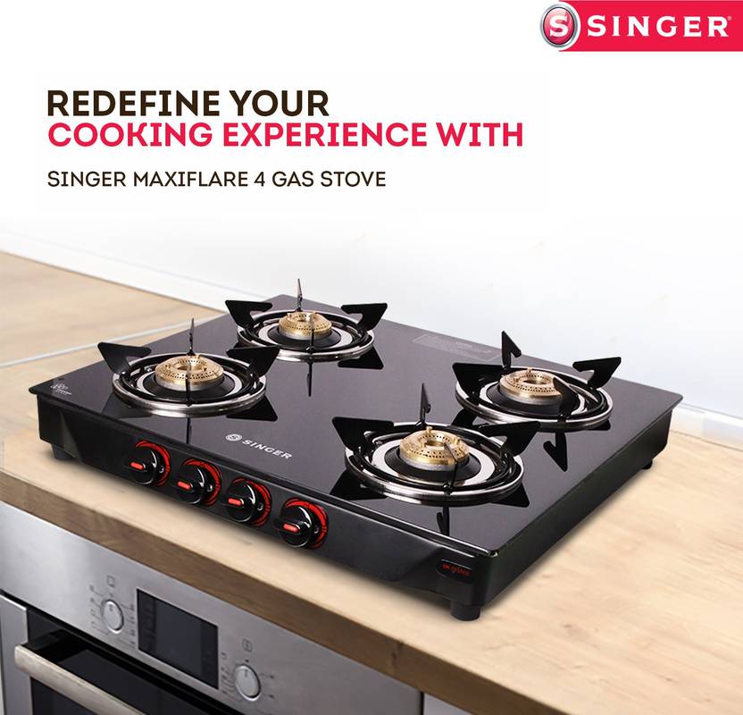 Singer Maxiflare 4 GS Glass Manual Gas Stove Price in India Buy