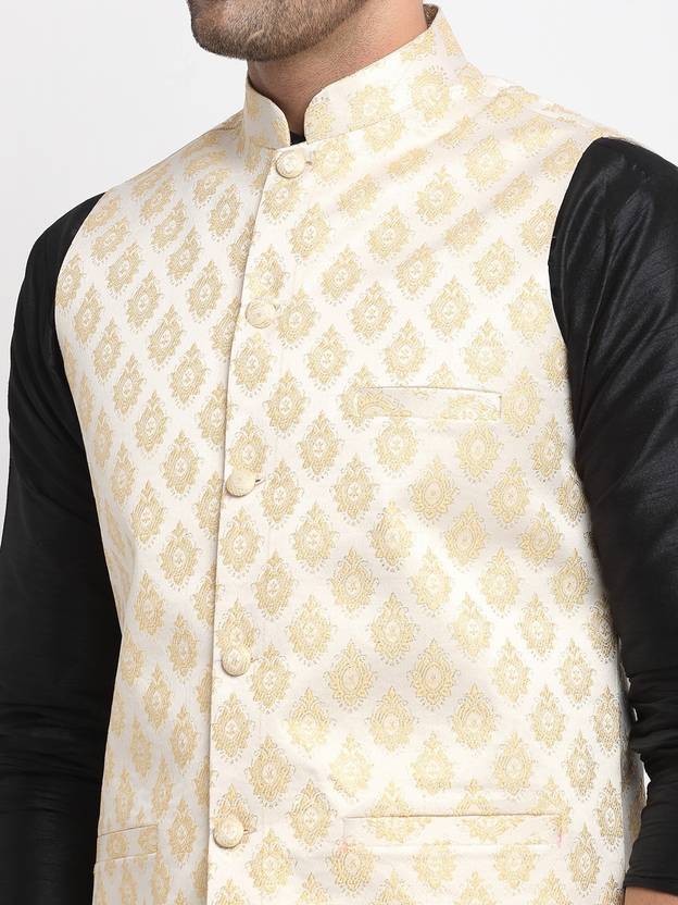 Men Woven Design Nehru Jacket