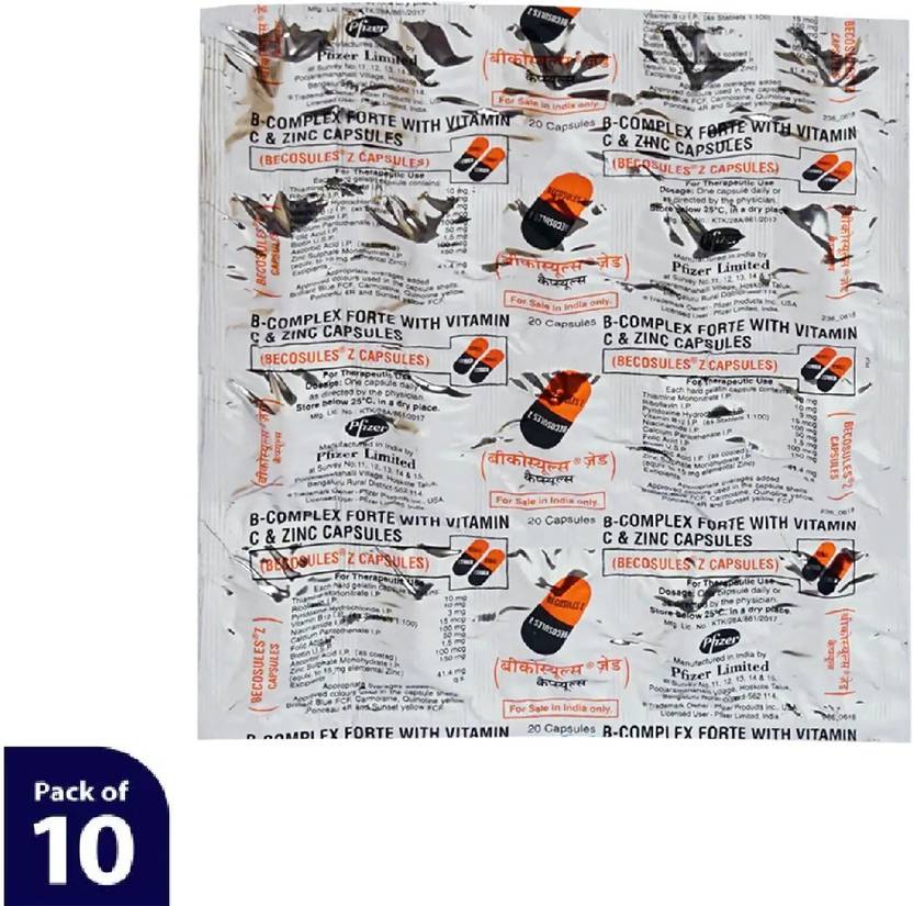 Becosules Z Forte with Vitamin C & Zinc Capsules Price in