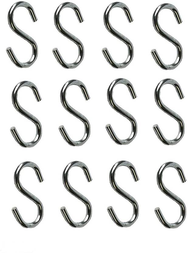 Urbanware 12 Pack S Hooks Stainless Steel for Hanging,Heavy Duty Hooks for Hanging Pots and Pans,S Hook for Kitchen,Wardrobe,Work Shop,Bathroom,Garden,Office Hook 12