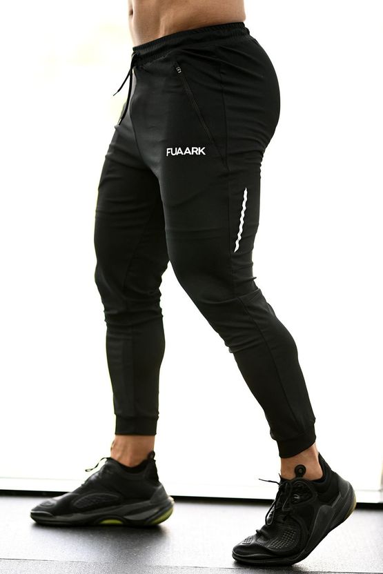 FuaarK Men Black, White Printed Track Pants - Image 3