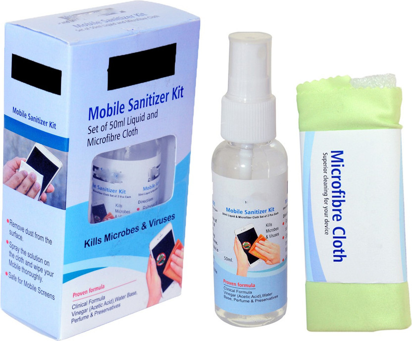 Blue Birds New Arrival Multipurpose Mobile Sanitizer kit with Microfiber Cloth , Liquid Spray Bottle Anti Bacterial for Mobile Phones Tablets, Computers, Keyboards, Notebooks, Touchscreens Stay Safe for Mobiles, Computers, Gaming, Laptops