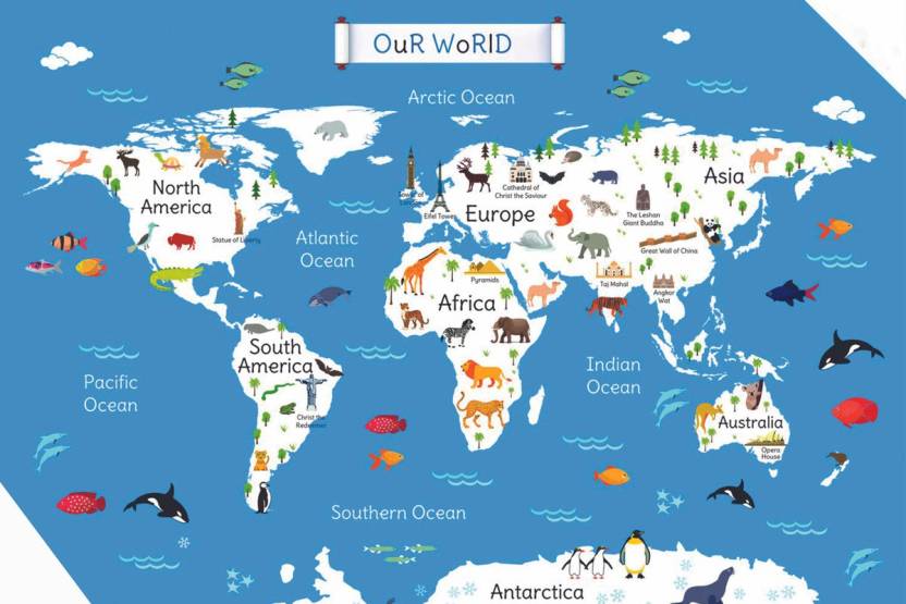Educational Poster for Kids|World Map|Wall Decor|Interior Wall Poster ...