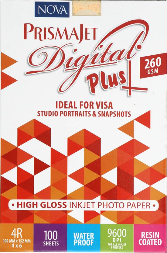NOVA Prismajet Digital Plus 4X6 Inches 100 Sheets