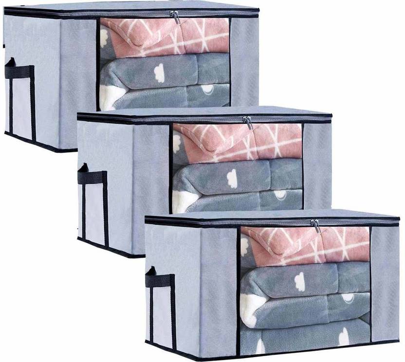 PerfectKrafts Set of 3 Large Blanket Cover Bags Clothing organizer for