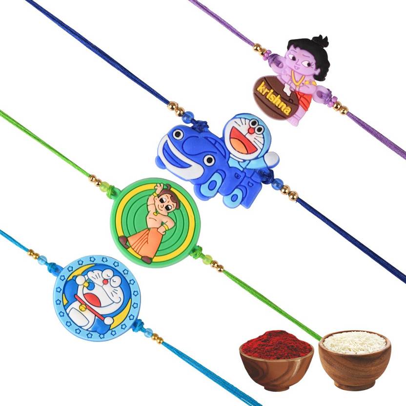 Designer Rakhi85555 Mauli Thread, Assorted, Pearl, Sandalwood Rakhi, Chawal Roli Pack Set by SBP