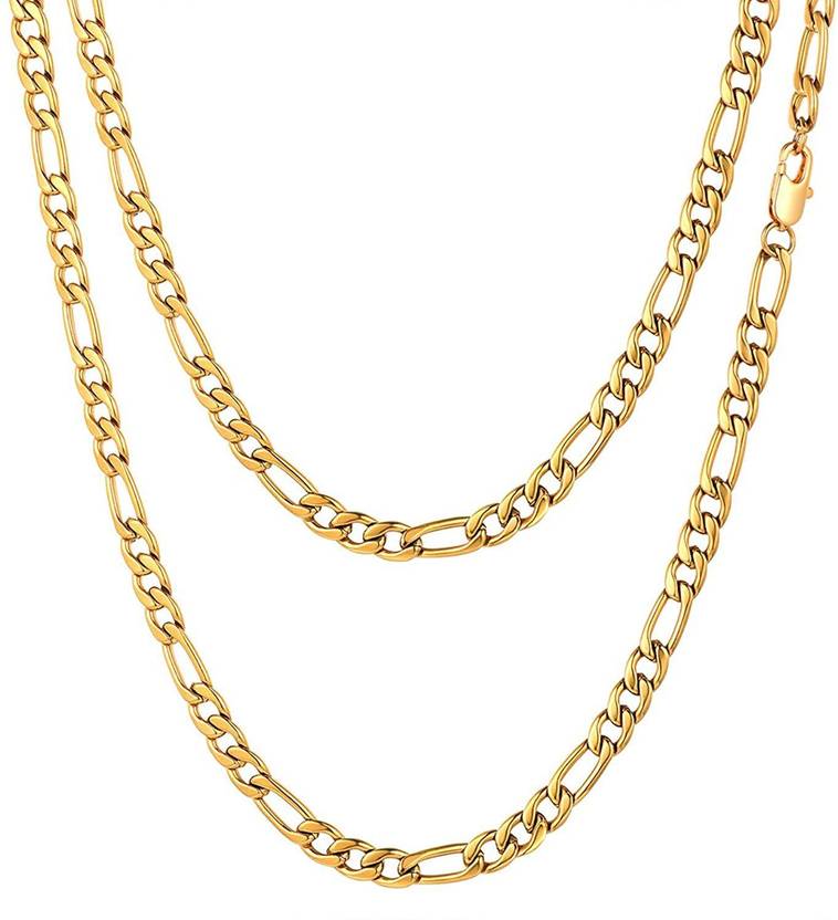 Karishma Kreations Jewellery Valentine Stlylish Fancy Party Wear Titanium Long Necklace Handmade Golden Neckless chain latest design Casual Style Daily use Simple Sachin chains Cubic Zirconia Gold-plated Plated Brass, Stainless Steel Chain