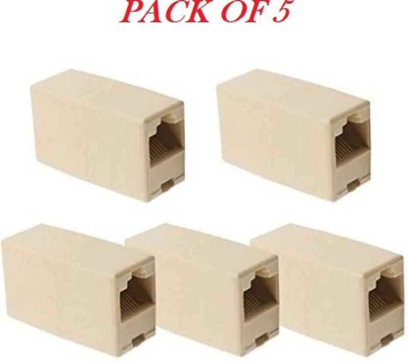 99Gems (PACK OF 5) RJ45 CAT5E CAT6 Couple Plug Network Ethernet LAN Cable Jointer Connector Adapter for Computer Cables & Connectors Lan Adapter Wired Ethernet Lan Adapter compatible with Mac, Linux, Windows