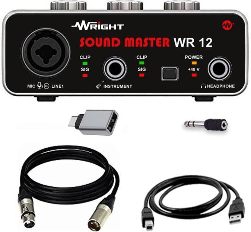 wright WR12 USB AUDIO INTERFACE INBUILT PHANTOM POWER PREAMP SOUND CARD