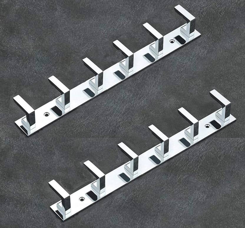 Craftbin Stainless Steel 6 Pin Cloth Hook Bathroom Wall Door Hanger ...