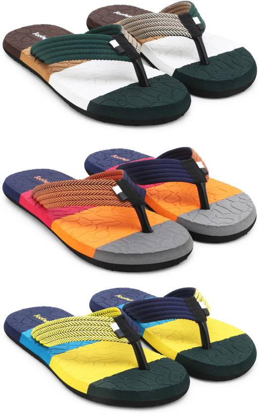 [Sizes ] Footup 3 Pairs| EVA| Ultralightweight| Premium| Comfort| All Seasons Trendy|Slippers Slippers  (Multicolor 9)