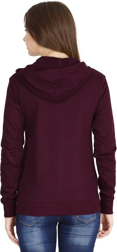 Women Full Sleeve Solid Hooded Sweatshirt