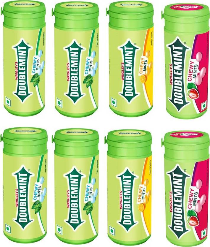 Doublemint Peppermint Mouth Freshener 33.6gm X2 And Chewy Strawberry Mouth Freshener 33.6gm x 2