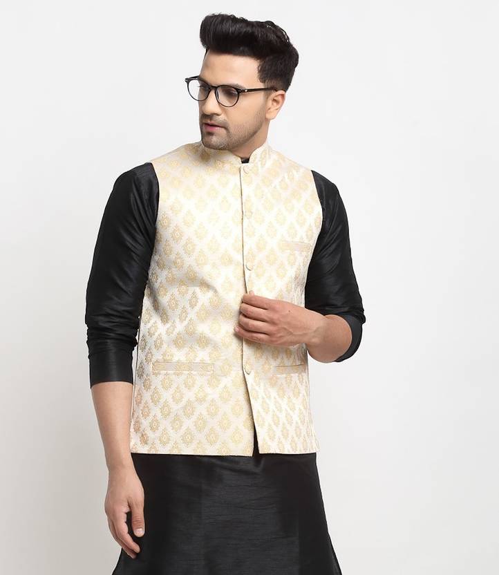 Men Woven Design Nehru Jacket
