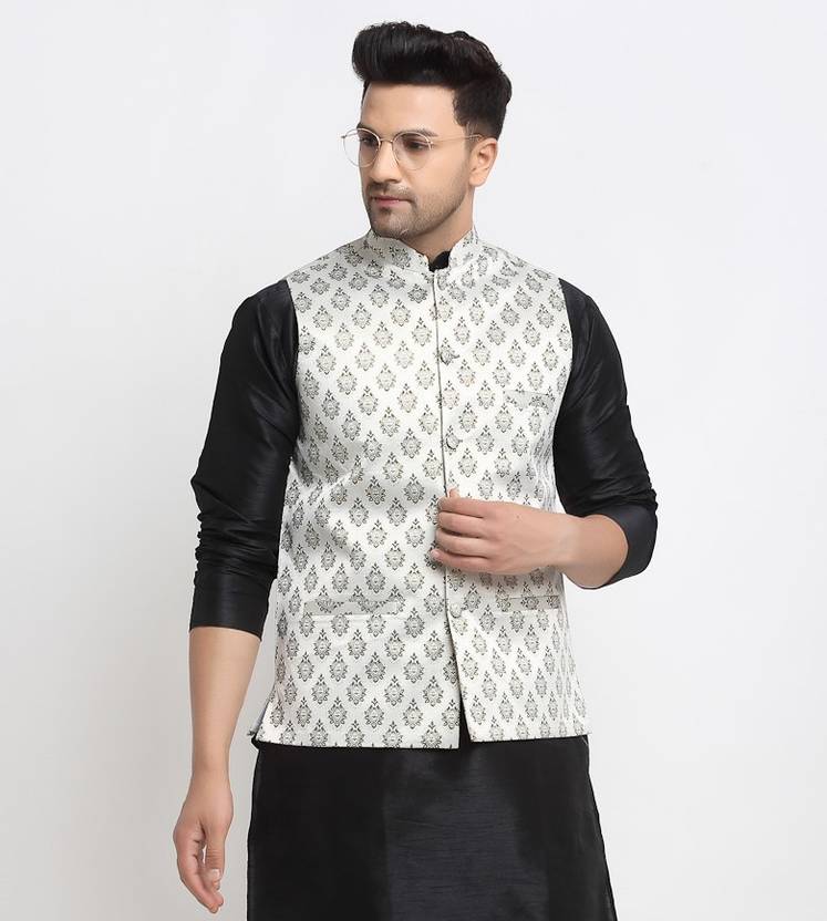 Men Woven Design Nehru Jacket