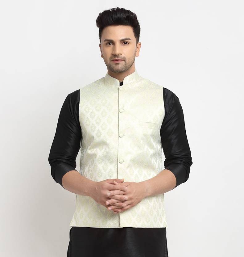Men Woven Design Nehru Jacket