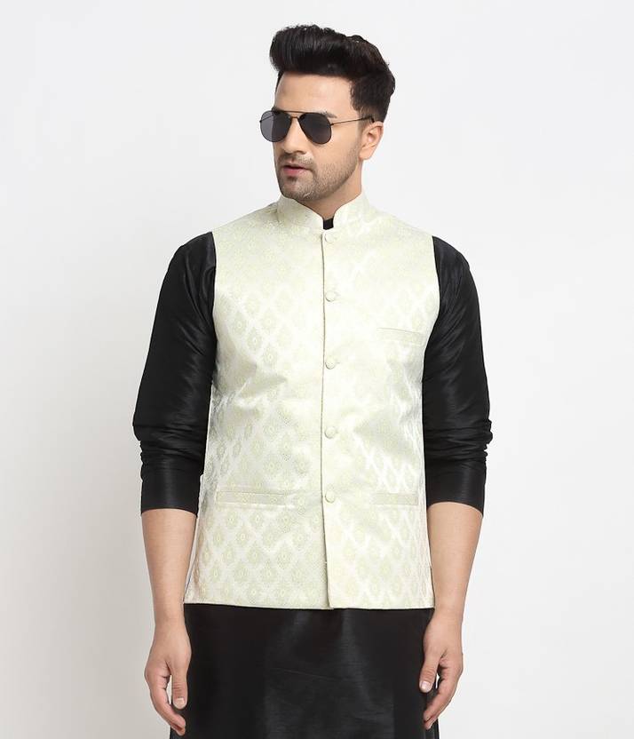 Men Woven Design Nehru Jacket