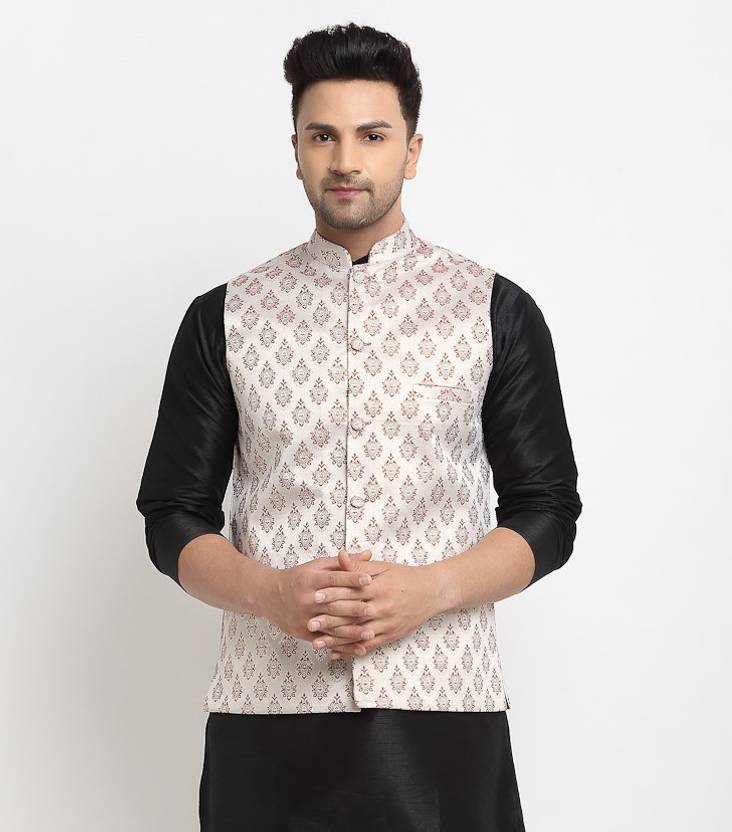 Men Woven Design Nehru Jacket