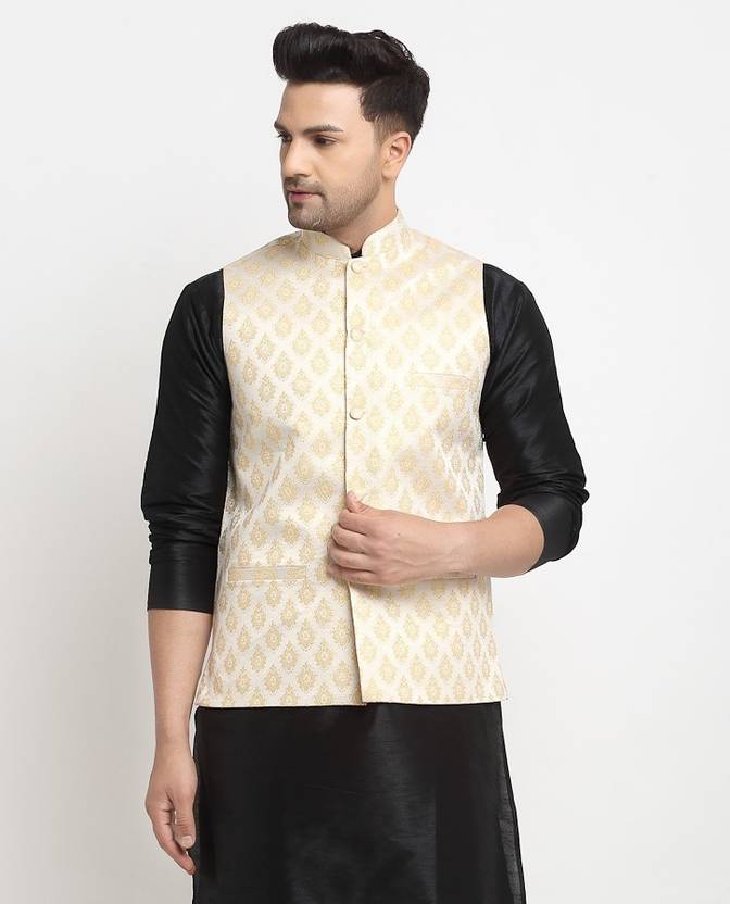 Men Woven Design Nehru Jacket