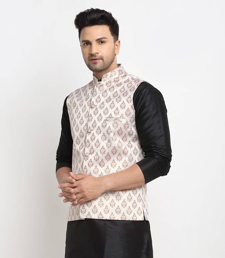 Men Woven Design Nehru Jacket