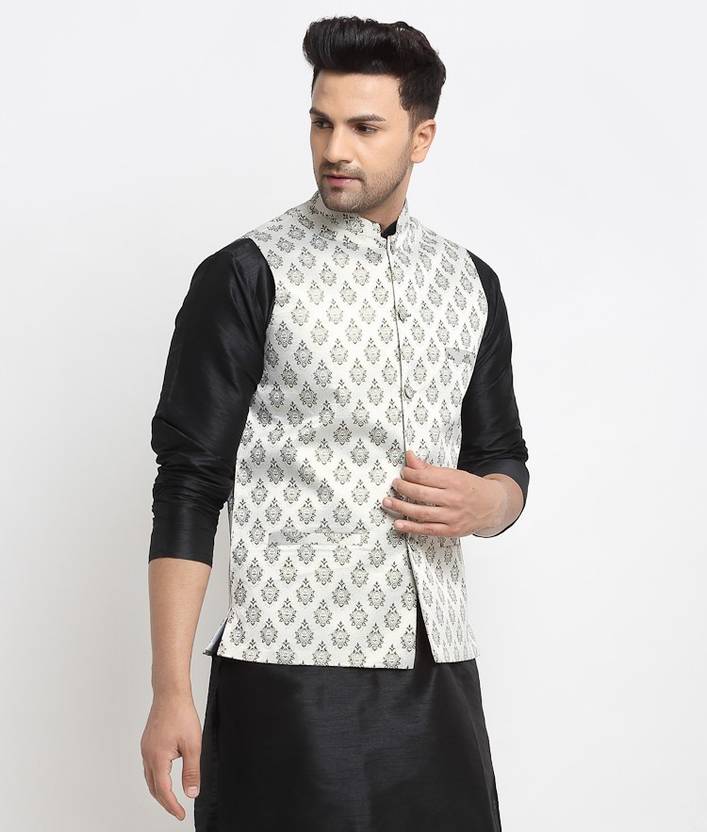 Men Woven Design Nehru Jacket