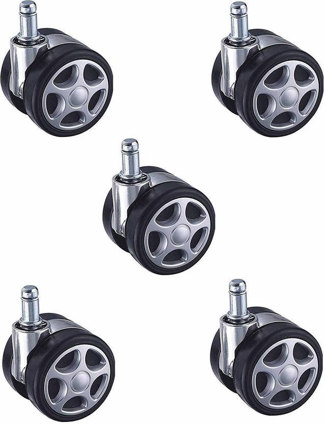 Binani Pin Type Twin Heavy Duty Alloy Castor Wheels Set of 5 Pcs for Revolving Chairs, Adjustable Stool-Doctor/Kitchen Stool/Office Stool/Chair/Cafeteria Stool/Bar Stool and Other Revolving Products Bar Stool Wheels