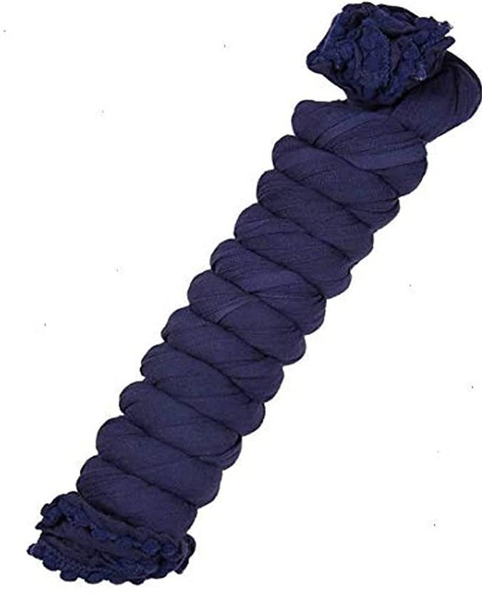 Hopedwell Cotton Blend Solid Dark Blue Women Dupatta