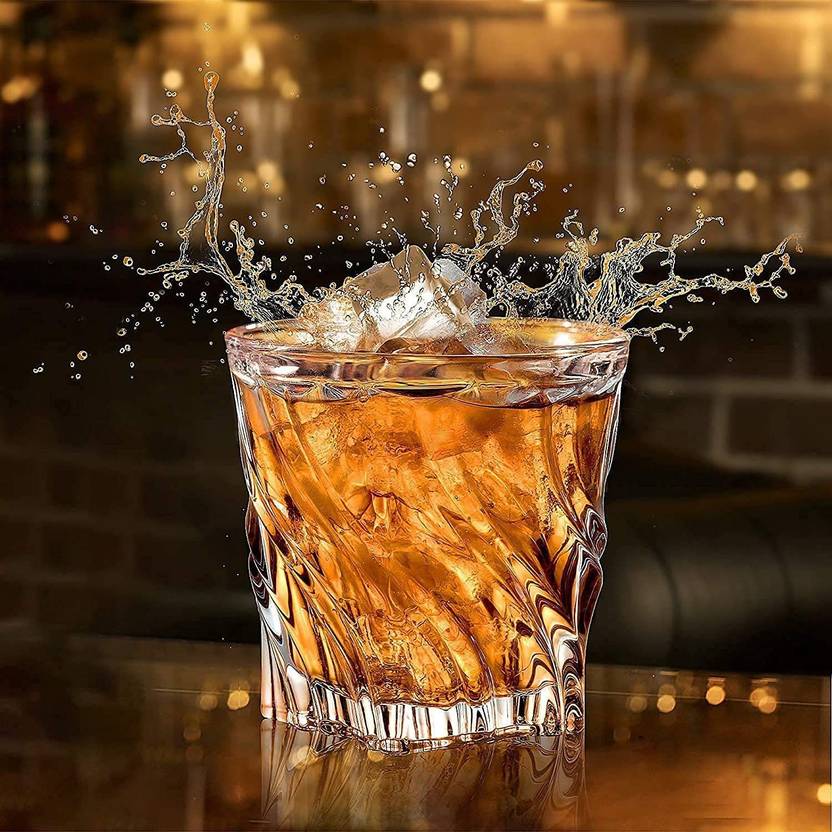 VLSYS (Pack of 2) Whiskey Glasses Transparent Crystal Clear Twist