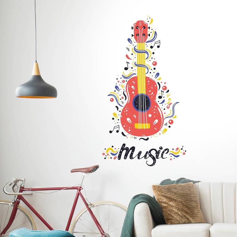 Asian Paints 75 cm Funky Guitar Removable Sticker