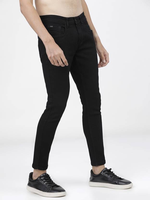Men Tapered Fit Mid Rise Black Jeans
