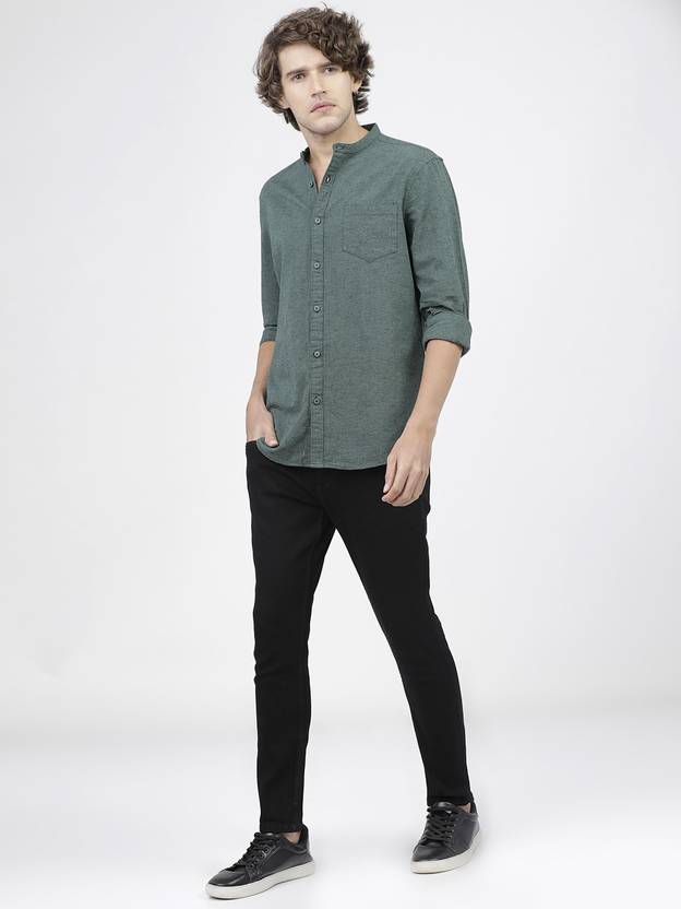 Men Tapered Fit Mid Rise Black Jeans