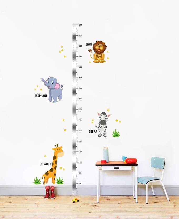 Decal O Decal 110 cm Growth Chart With Wild Animals Wall Stickers (PVC