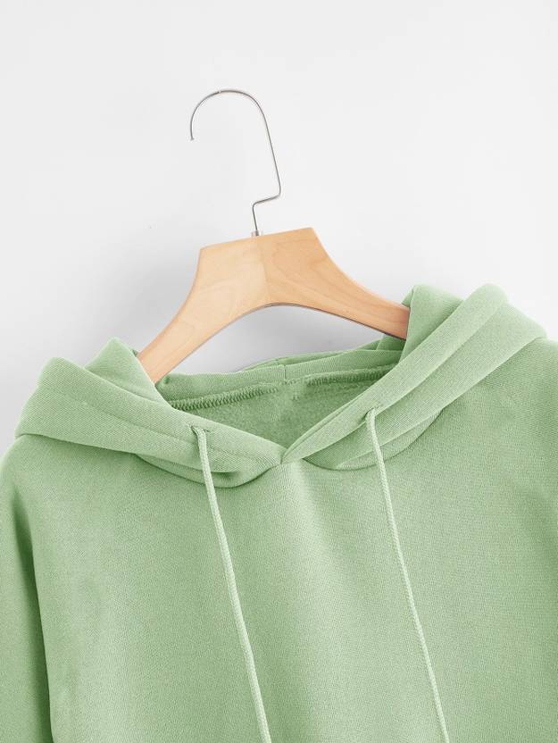 Women Full Sleeve Solid Hooded Sweatshirt