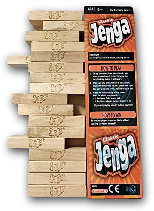 toybest 54 Pcs Jenga Wood Blocks Big Size Hardwood Building Bricks