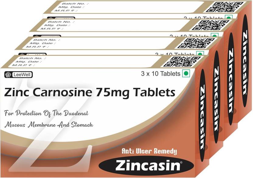 zincasin Zinc Carnosine 75mg Stomach Mucosal Lining Ulcer Aid tablet