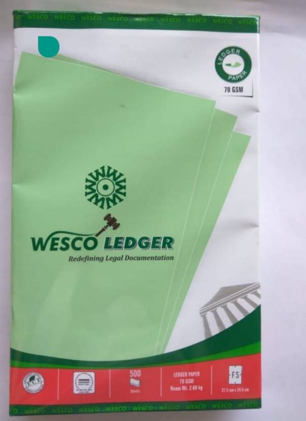 B2B green legal sheet unruled 21.5* 34.5 90 gsm Ledger